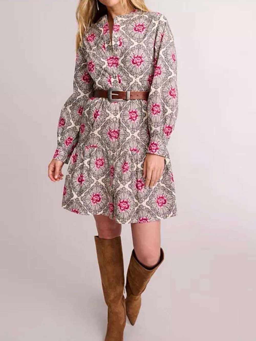 UNTUCKit Solange Dress Women’s Size 2 Floral Cotton Button Front Fit & Flare